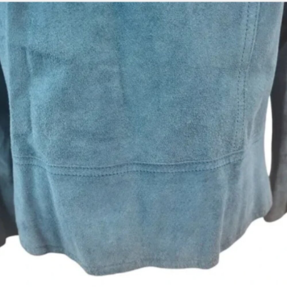 Valerie Stevens Medium Teal Blue Suede Leather Short Jacket Lined Snap Close - Picture 11 of 16